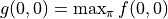 g(0, 0) = \max_\pi f(0, 0)